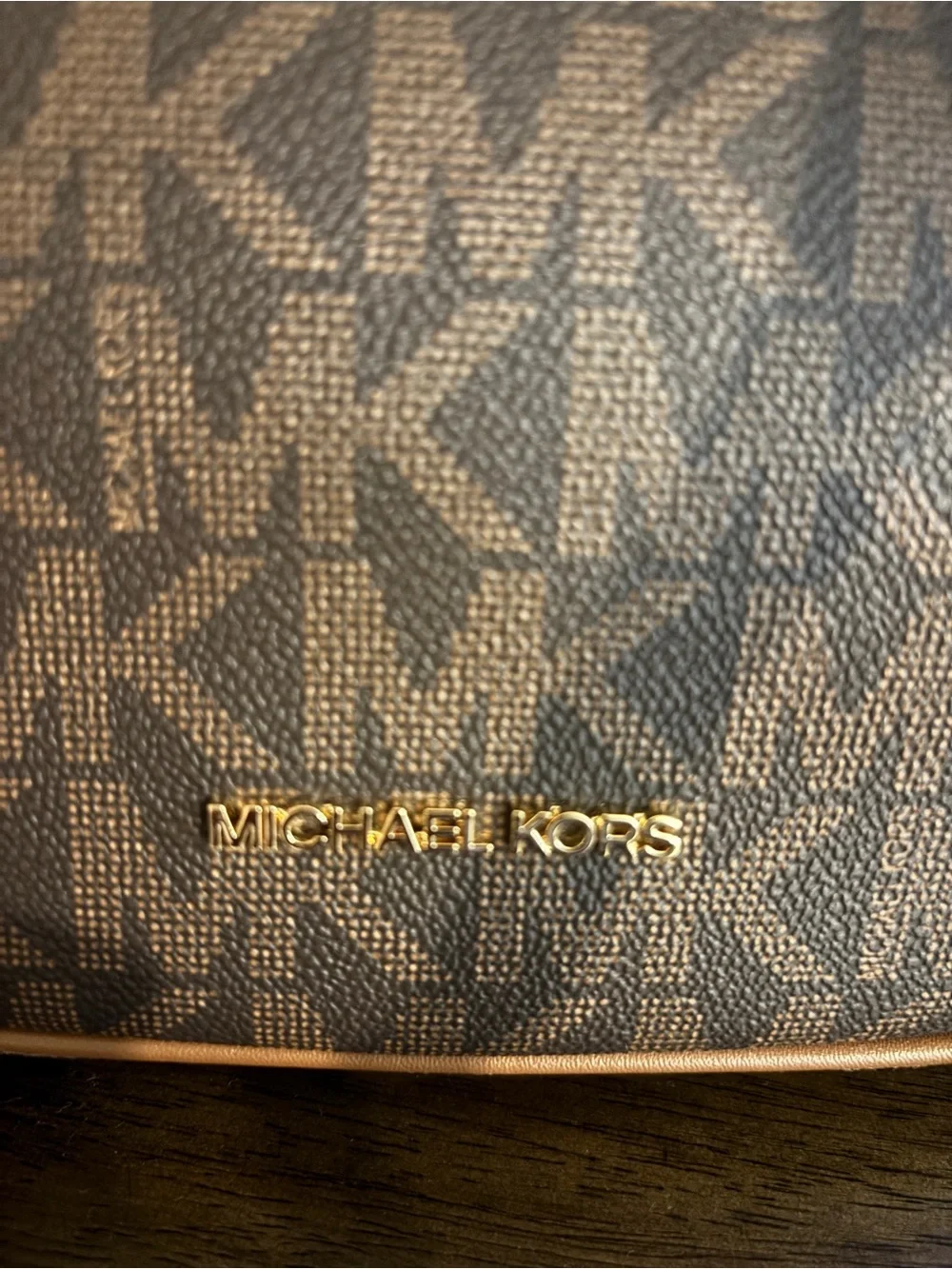 Michael Kors Brown Logo Dome Crossbody with Tan Trim - Picture 2 of 6